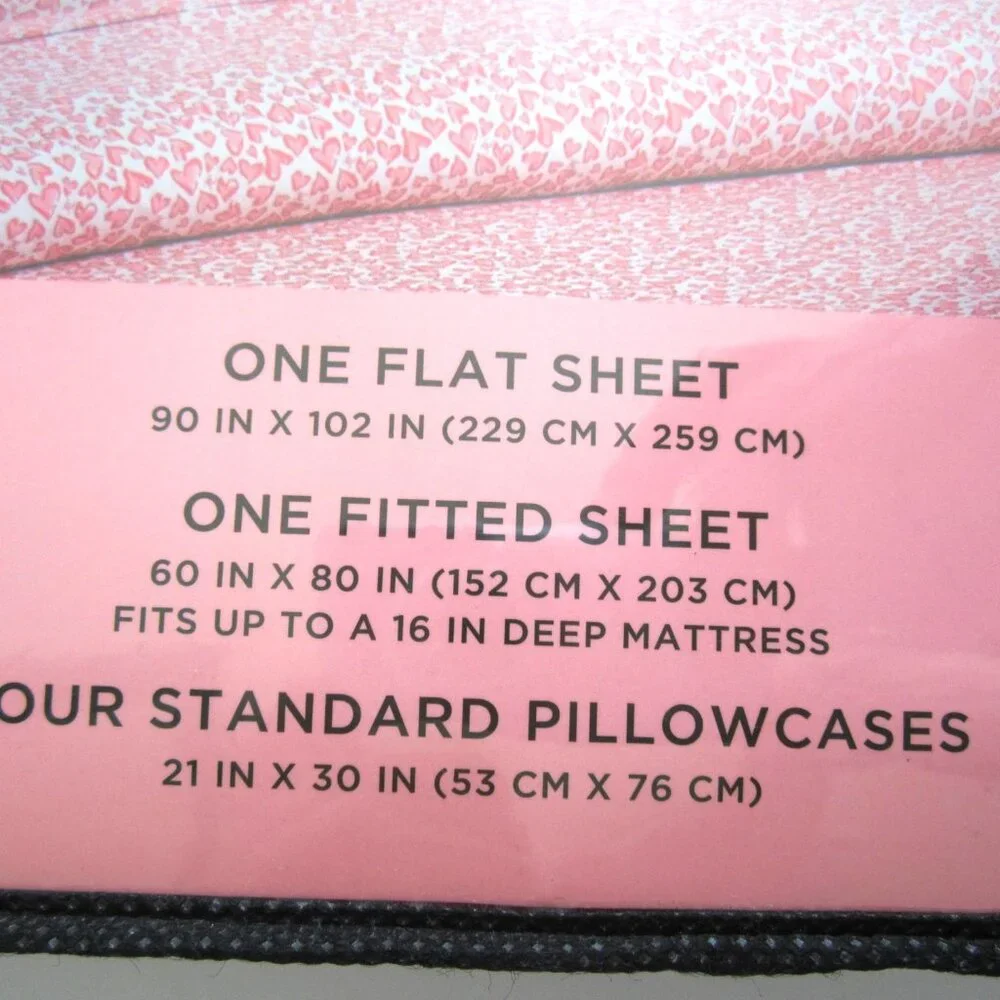 Juicy Couture Queen Sheet Set JC Red Pink Hearts - Picture 3 of 5
